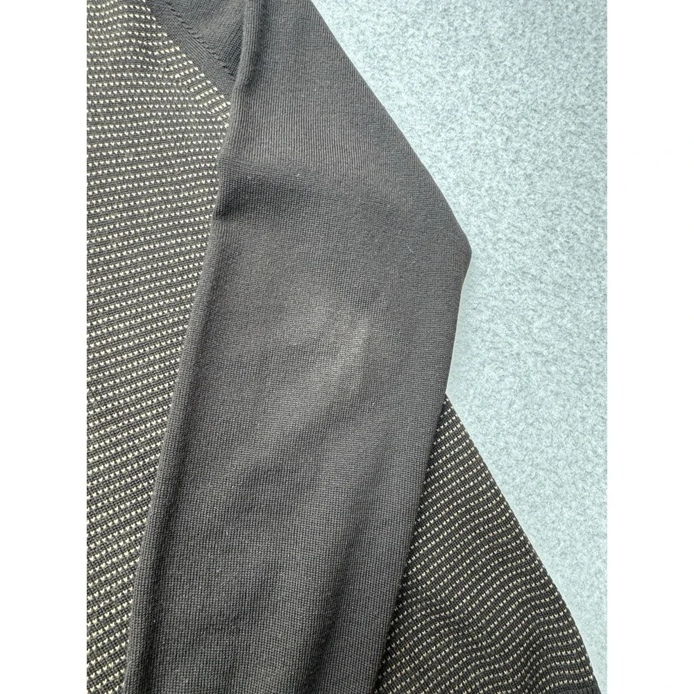 Banana Republic Sweater‎ Mens Large Black Brown Merino Wool Micro Dot Faded Vtg